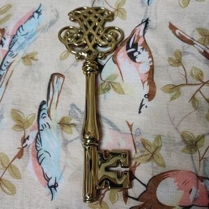 Skeleton KEY Golden Brass? Highly Polished Heavy Oversized Filigree Paperweight
